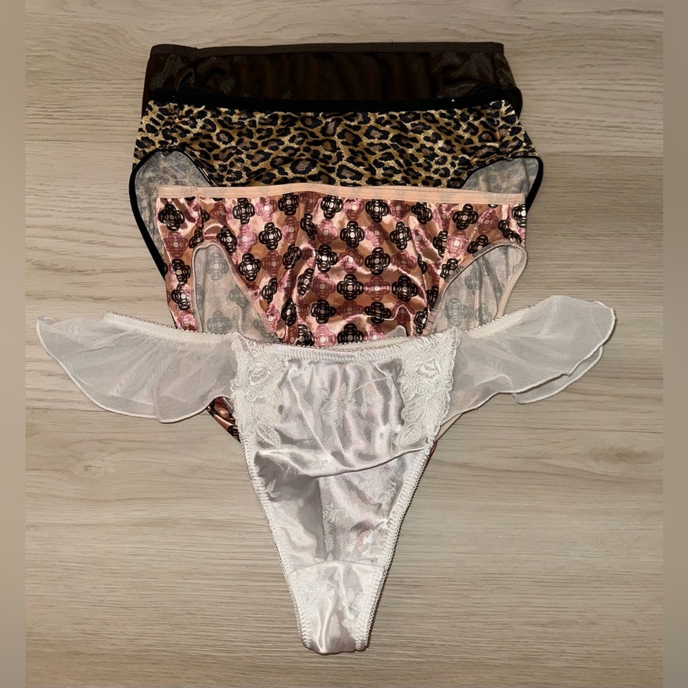 4 90’s Delicates-Hanes-Secret Treasures Satin High-Leg Bikini & G-string Panties